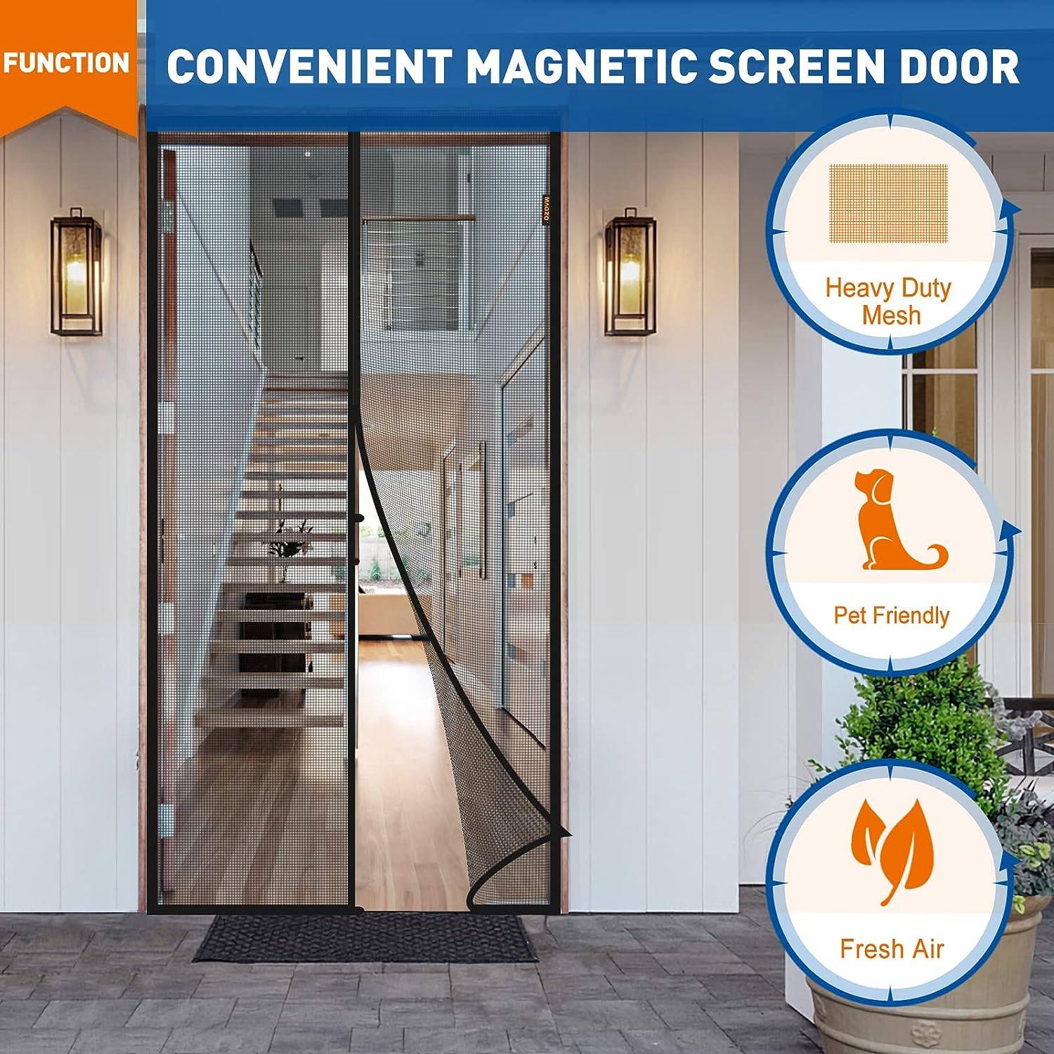 Magnetic Fly Screen Door - Black / 60cm (W) x 210cm (H): image 2