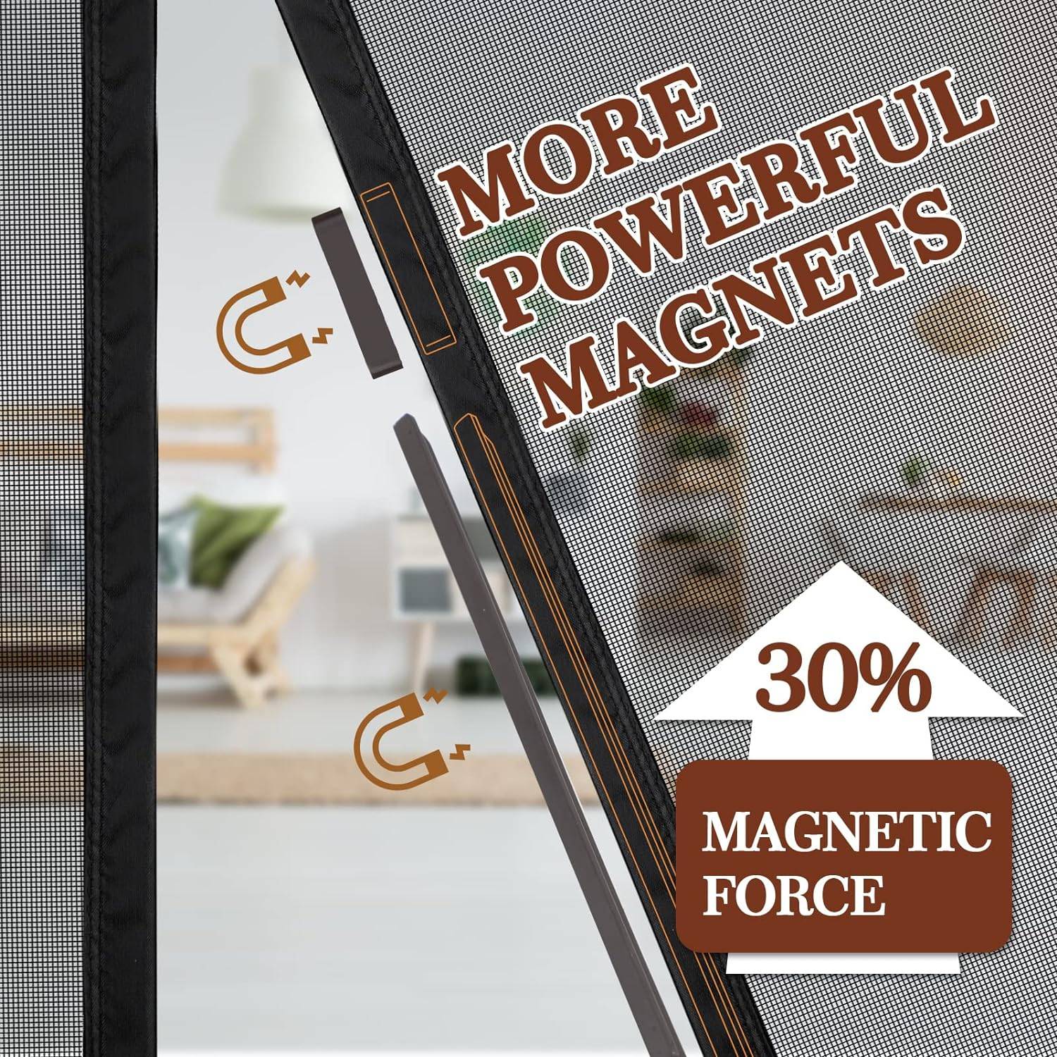 Magnetic Fly Screen Door - Black / 60cm (W) x 210cm (H): image 4