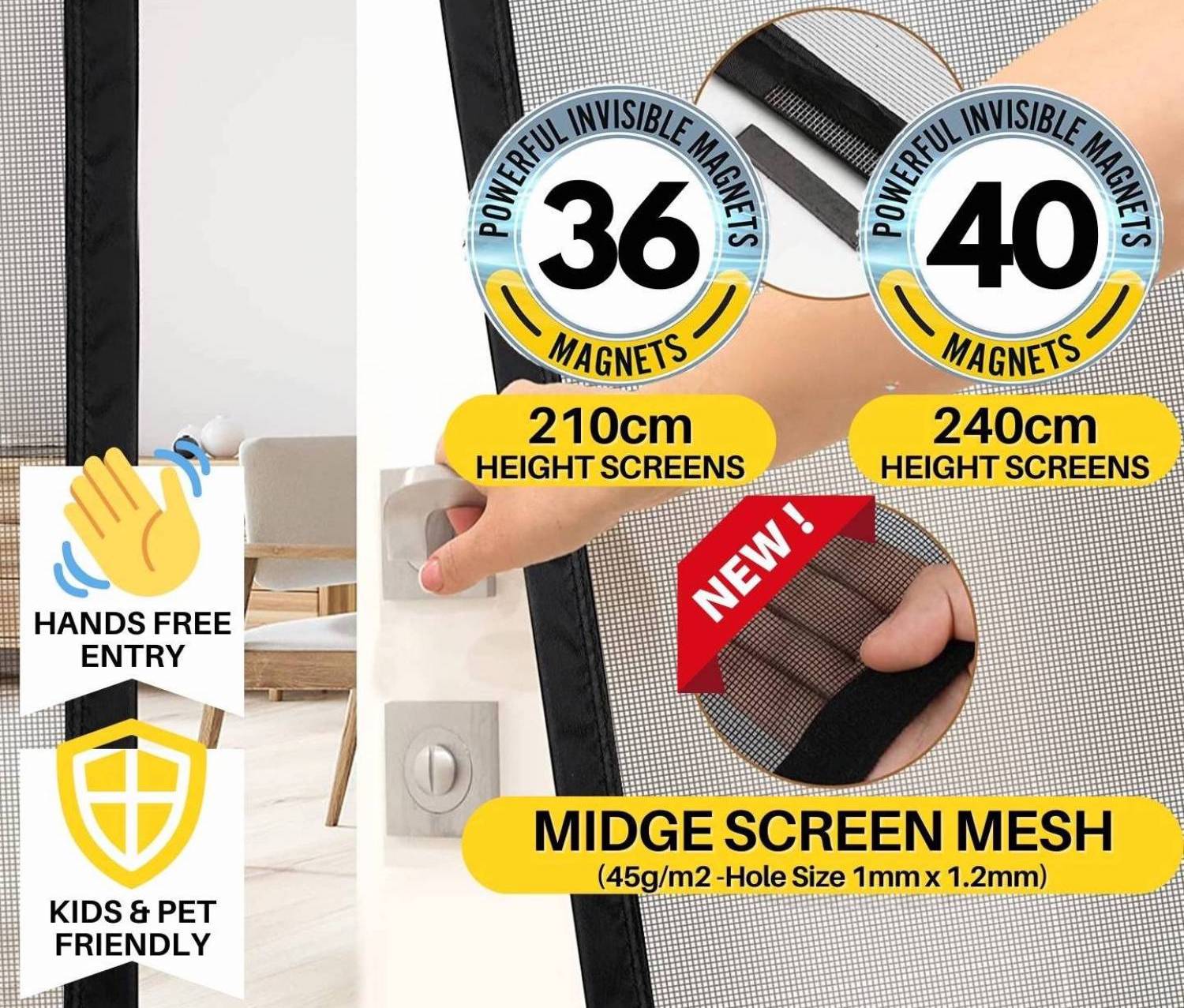 Magnetic Fly Screen Door - Black / 60cm (W) x 210cm (H): image 7